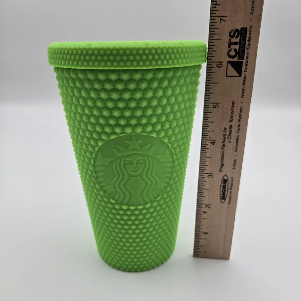 Starbucks 2021 Set Of 2 Green Pink Neon Studded Grande Tumbler Cold Cups 16oz